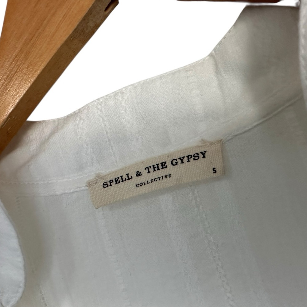 Spell & The Gypsy Womens Lisa Danielle Darling Blouse Sz Small White Ruffle - Picture 12 of 12